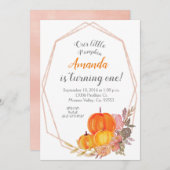 秋パンプキン3歳誕生日招待状 招待状 (正面/裏面)