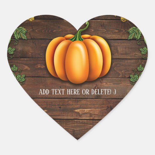 秋パンプキ素朴ングリーン金ゴールドアイビーオータムカントリー ハートシール (正面)