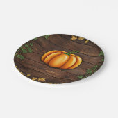 秋パンプキ素朴ングリーン金ゴールドアイビーオータムカントリー ペーパープレート (アングル)