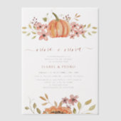 秋パンプキ素朴ンボホスペインのジェンダー ベラム紙招待状 (正面)