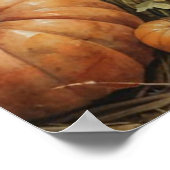 秋パンプキ離れンスズ素朴ウッド感謝祭 ポスター (角)