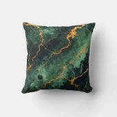 秋パーソナライズされたの森グリーン&金ゴールド大理石 クッション (裏面)