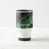 秋パーソナライズされたの森グリーン&金ゴールド大理石 トラベルマグ (中央)
