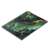 秋パーソナライズされたの森グリーン&金ゴールド大理石 ノートブック (左側)