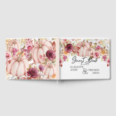 秋パーソナライズされたの結婚ピンクのバーガンディのカボチャ ゲストブック (全面)