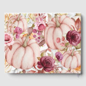 秋パーソナライズされたの結婚ピンクのバーガンディのカボチャ ゲストブック (裏面)