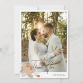 秋パーソナライズされたの結婚花のメッセージ サンキューカード (正面)