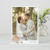 秋パーソナライズされたの結婚花のメッセージ サンキューカード (スタンド正面)