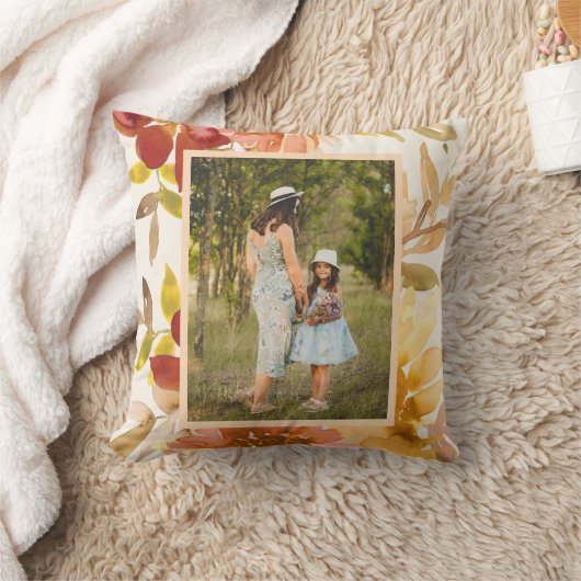 秋パーソナライズされたの自然フローラ家族の写真 クッション (ブランケット)