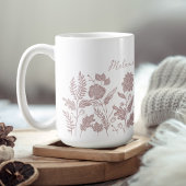 秋パーソナライズされたの花ピンク コーヒーマグカップ