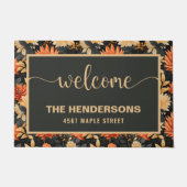秋パーソナライズされたファミリ名ようこそ ドアマット (正面)