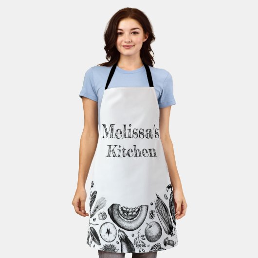 秋パーソナライズされた収穫 エプロン (着用した状態)