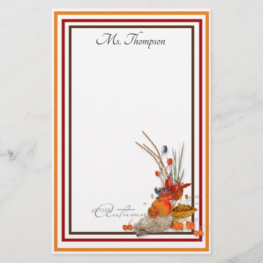 秋パーソナライズされた収穫 便箋 (正面)