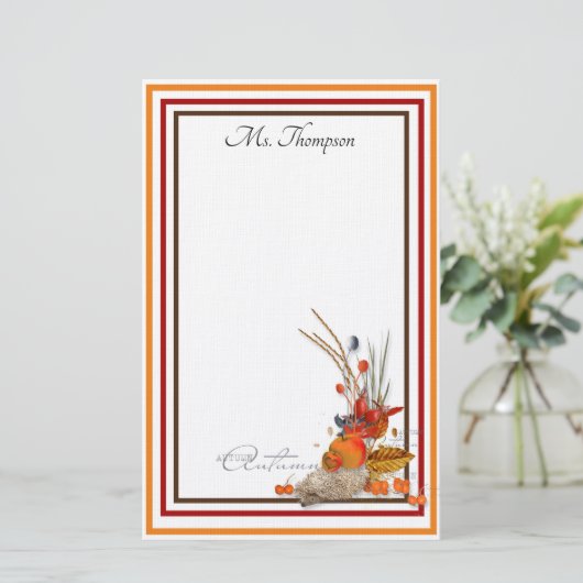 秋パーソナライズされた収穫 便箋 (スタンド正面)