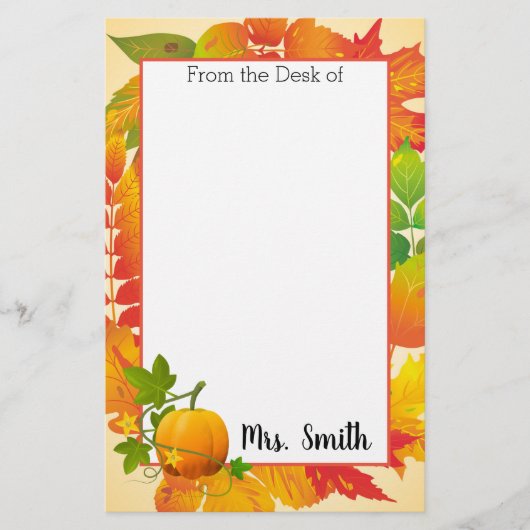 秋パーソナライズされた収穫 便箋 (正面)