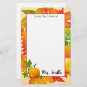 秋パーソナライズされた収穫 便箋 (正面/裏面)