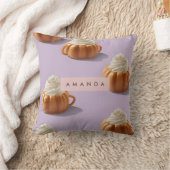 秋パーソナライズされた秋かぼちゃホイップクリーム クッション (ブランケット)