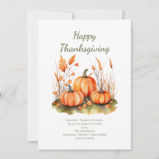 秋パーソナライズされた秋の感謝祭のデイカード ノートカード (正面)