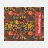 秋パーソナライズされた秋の植物学 フリースブランケット (正面(横))