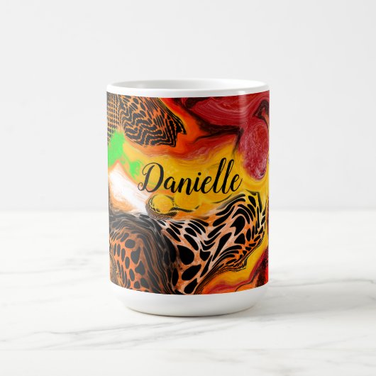 秋パーソナライズされた色抽象芸術注絵画ぐ コーヒーマグカップ (中央)