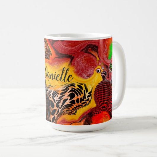 秋パーソナライズされた色抽象芸術注絵画ぐ コーヒーマグカップ (正面右)