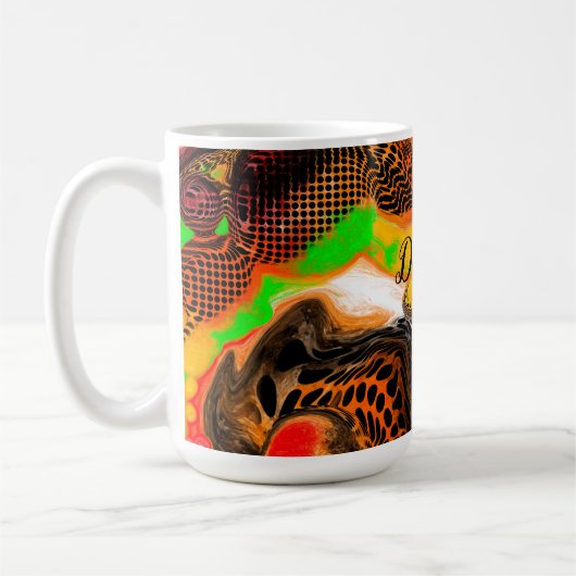 秋パーソナライズされた色抽象芸術注絵画ぐ コーヒーマグカップ (左)