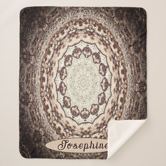 秋パーソナライズされた茶色マンダラ シェルパブランケット (正面)