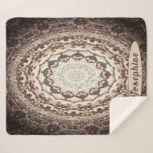 秋パーソナライズされた茶色マンダラ シェルパブランケット (正面(横))