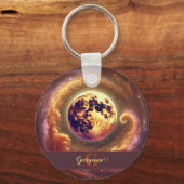 秋パーソナライズされた銀河系ハーベストムーン キーホルダー (正面)