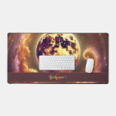 秋パーソナライズされた銀河系ハーベストムーン デスクマット (キーボード&マウス)