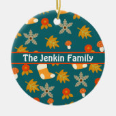 秋パーソナライズされた セラミックオーナメント (正面)