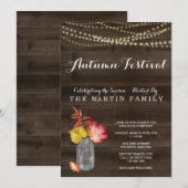 秋パーティの招待状|素朴秋 招待状 (正面/裏面)