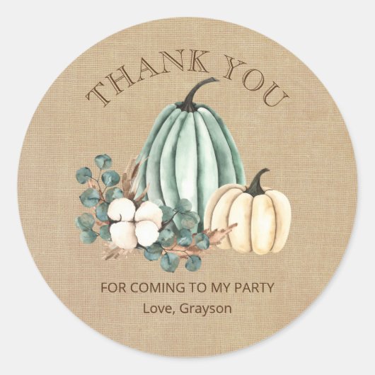 秋パーティーありがとう ラウンドシール (正面)
