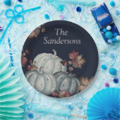 秋パーティーブルーパンプキンハッピーサンクスギビング ペーパープレート (パーティー)