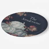 秋パーティーブルーパンプキンハッピーサンクスギビング ペーパープレート (アングル)