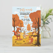 秋パーティー動物誕生日 招待状 (スタンド正面)