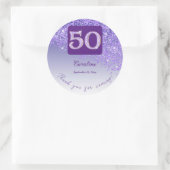 秋パープルグリッター50誕生日感謝してい ラウンドシール (バッグ)