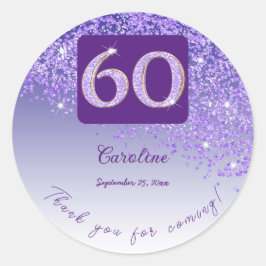 秋パープルグリッター60誕生日感謝してい ラウンドシール