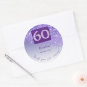秋パープルグリッター60誕生日感謝してい ラウンドシール (封筒)