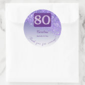 秋パープルグリッター80誕生日感謝してい ラウンドシール (バッグ)