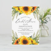 秋ヒマワリとグリーン |エレガントブライダルシャワー 招待状 (スタンド正面)