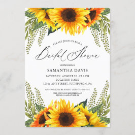 秋ヒマワリとグリーン |エレガントブライダルシャワー 招待状