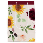 秋ヒマワリとブルゴーニュバラブライダルシャワー ミディアムペーパーバッグ (裏面)