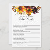 秋ヒマワリーブライドゲームをどれほどよく知っているか 招待状 (正面)