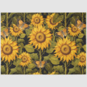 秋ヒマワリ花畑蝶デクページ 薄葉紙 (正面)