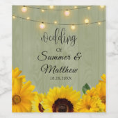 秋ヒマワリSage木製のライトの結婚列 ワインラベル (シングルラベル)