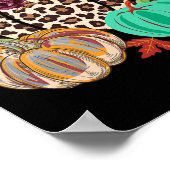 秋ヒョウcheetahカボチャ素朴ハロウィーン ポスター (角)