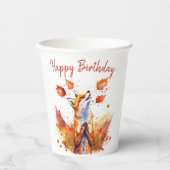 秋ビブキツネ-誕生日 紙コップ (正面)