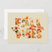 秋ビブ水彩ワイルドフラワー紅葉 シーズンポストカード (正面/裏面)