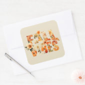 秋ビブ水彩ワイルドフラワー紅葉 スクエアシール (封筒)